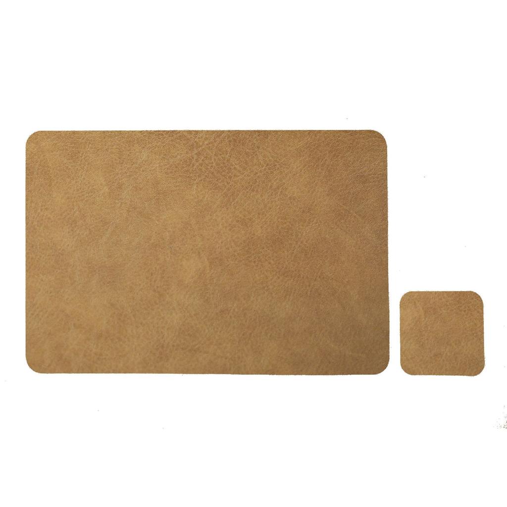 1/6/10sets Square Cowhide Pattern Faux Leather Placemats and Coaster Set,Heat Resistant Non-Slip Kitchen Dining PU Table Mats