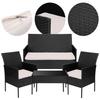 Technorattan Garden Furniture Set 4 In 1 MAGNOLIA Black with Beige Cushions