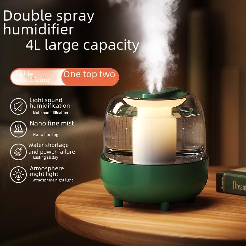 "2024 Dual Spray USB Humidifier - Large Capacity for Home, Office & Dorm, Aromatherapy & Desktop Friendly, Ideal Gift"