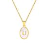 Vnox Women's Pretty Letters Necklace, Stainless Steel Oval White Shell Letter A-Z Pendant, Gold Color Jewelry Gifts