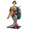 Figurina Geisha Giapponese Base in Legno Bambola Abiti in Tessuto Statua Tradizionale