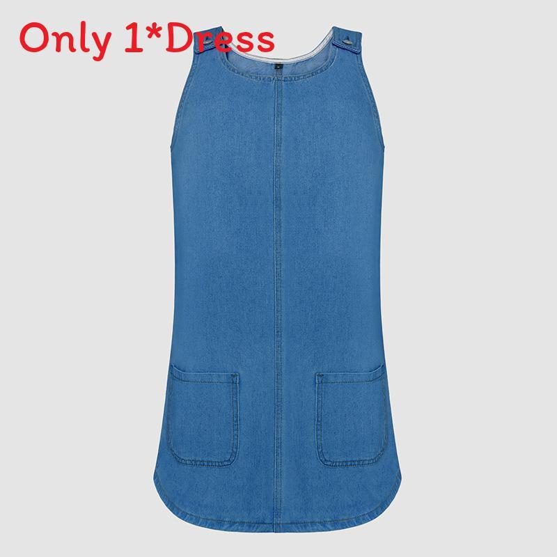 Denim Dress For Women Summer Sleeveless A Line Casual Cotton Polyester Fabric