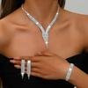 Design Sense Full Diamond Super Flash Tassel Necklace, Earrings, Bracelet Jewelry Set Bridal Jewelry Set