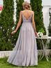 Ever-Pretty Women's Deep V-Neck See-Through Empire Waist Backless A-Line Pleated Tulle Bridesmaids Dress