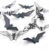 3D Bat Wall Stickers Hollow Out Black Bat Mini Halloween Decoration For DIY Halloween Party Horror House Scary Decal Decor TMZ