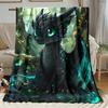 [Soft Dragon Throw Blanket] 1pc Soft & Warm Black Dragon Flannel Throw Blanket | Lightweight, All-Season Use for Sofa, Outdoor