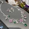 Autumn And Winter High-End Earrings Temperament Flower Stud Earrings D Austrian Camellia Necklace Full Of Diamonds With Cotton Emerald Suit Women