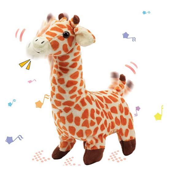 Laufende Giraffe Elektrisches Plüschtier mit Musikgeräuschen Bewegungen Batteriebetrieben Weiches Cartoon-Tier Interaktives Spielzeug Kinder Geburtstagsgeschenk