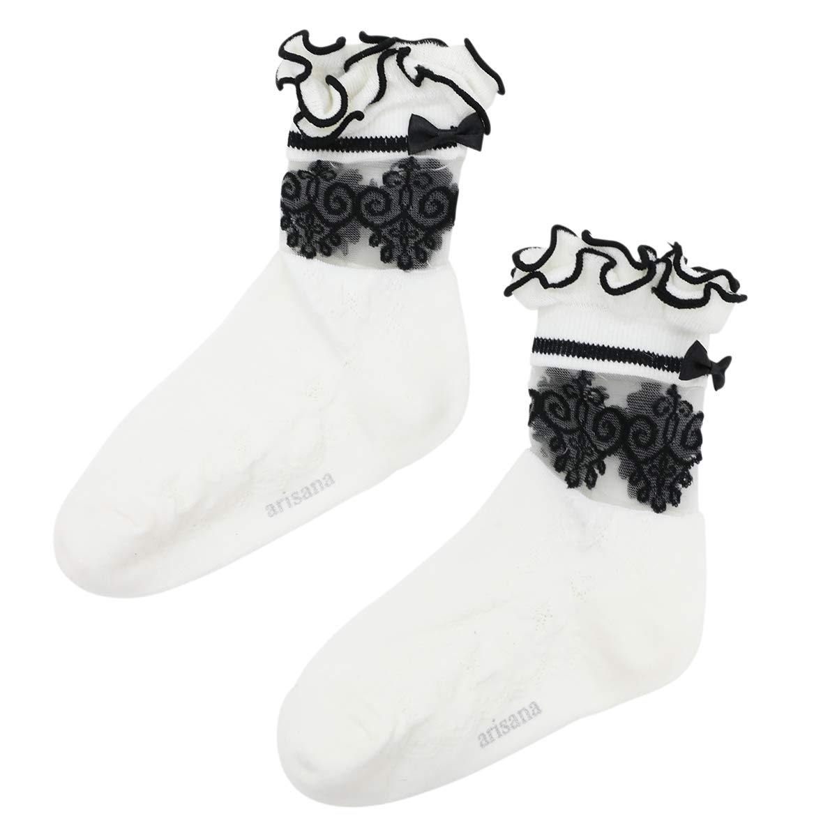 

Short socks for formal lace pattern frill white x L [Arisana] kids, girls, socks, white, black, school, socks, black,