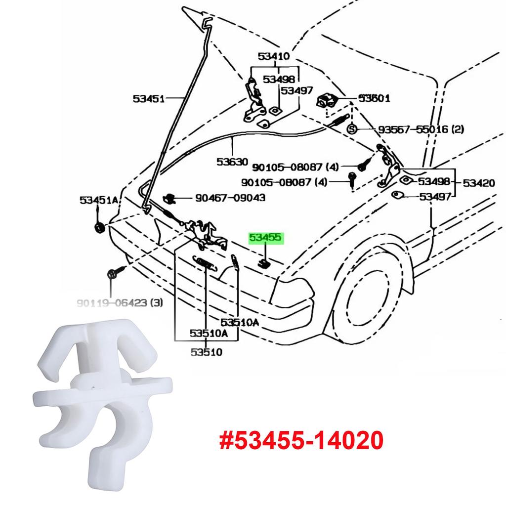 Bonnet Rod Hood Prop Clip Support Holder Trim Protective Strip For Toyota Hilux Land Cruiser Camry Celica Corolla 5345514020
