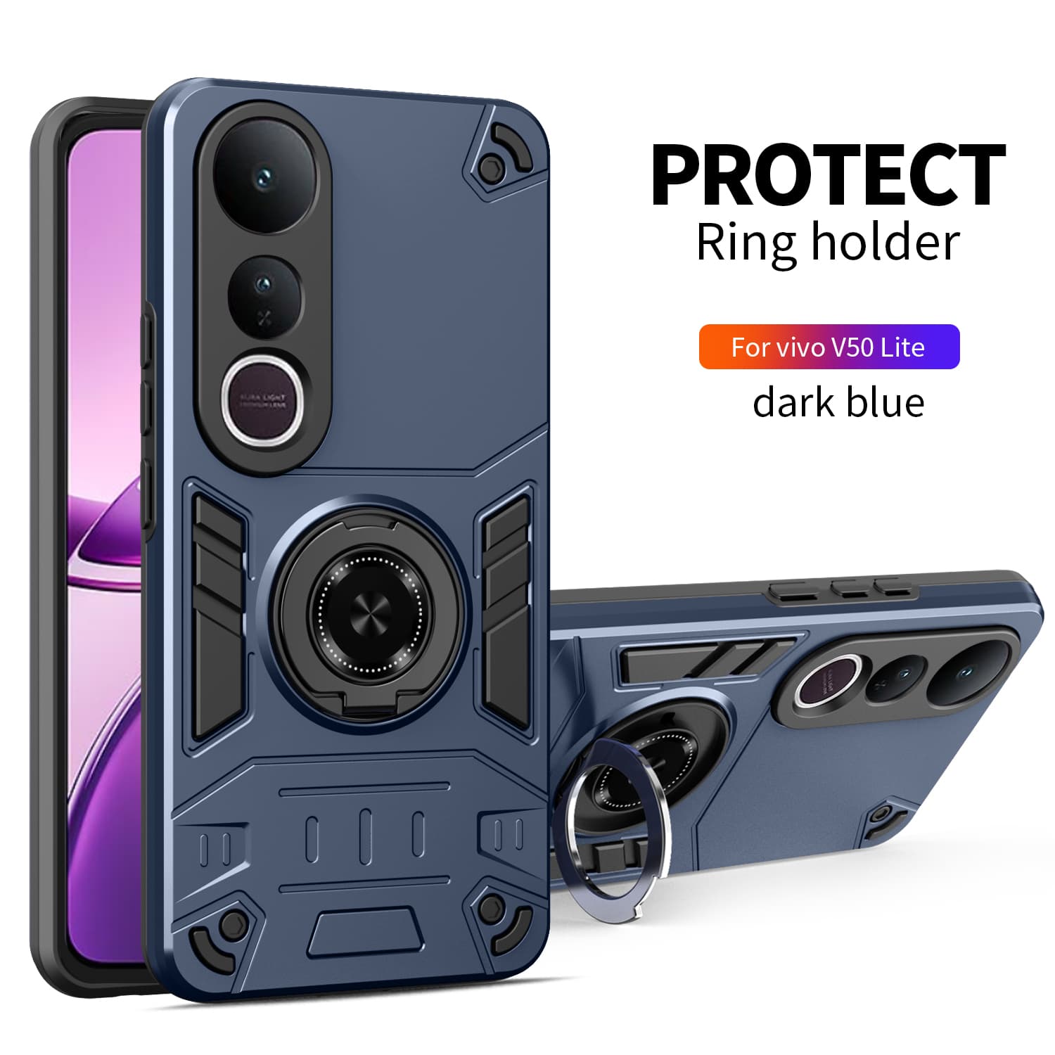 

НОВЫЙ Противоударный Чехол-Броня для VIVO V50 Lite V50E V50Lite 5G Мягкий TPU Бампер Жесткий Пластик Защитная Задняя Крышка Pc + tpu&vivo V50e синий