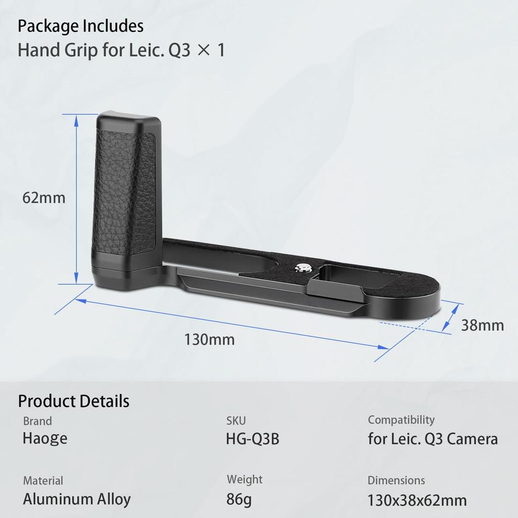 Haoge HG-Q3B Handle Hand Grip for Leica Q3 and Q3-43 Camera Body with L-Shaped Grip Bracket