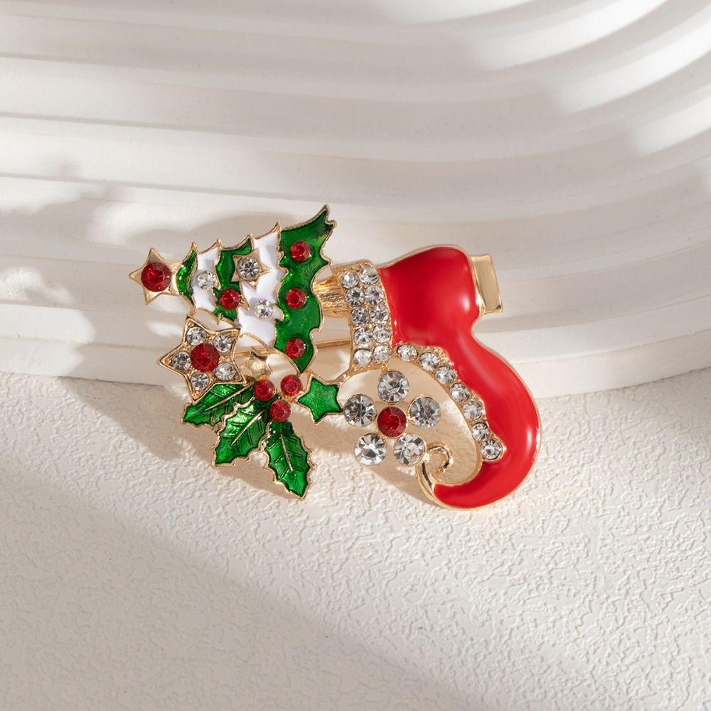 

Versatile Christmas Diamond Brooch Boots Christmas Oil Drop Brooch Xmas Enamel Pin Jewelry Gift Style3