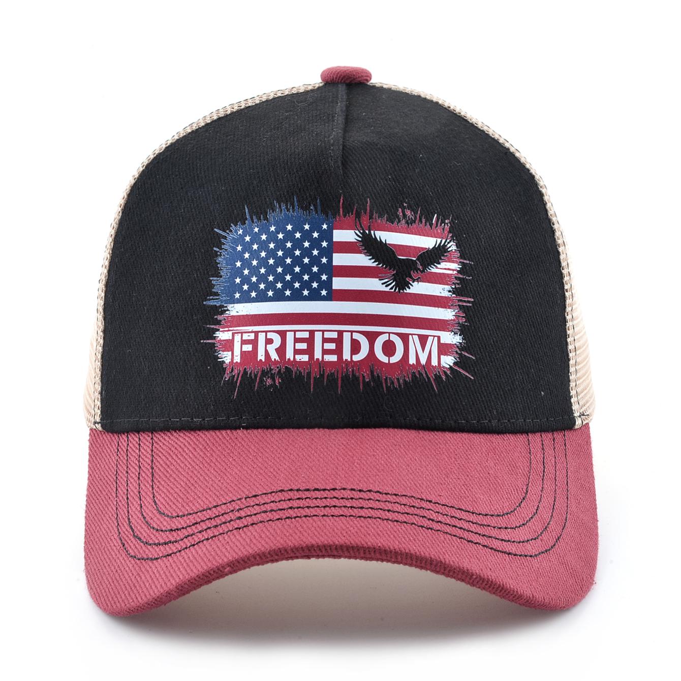 

Unisex Baseball Cap Summer Breathable Mesh Trucker Cap Men Women Printing Freedom Map Snapback Hip Hop Caps Adjustable Visor Cap