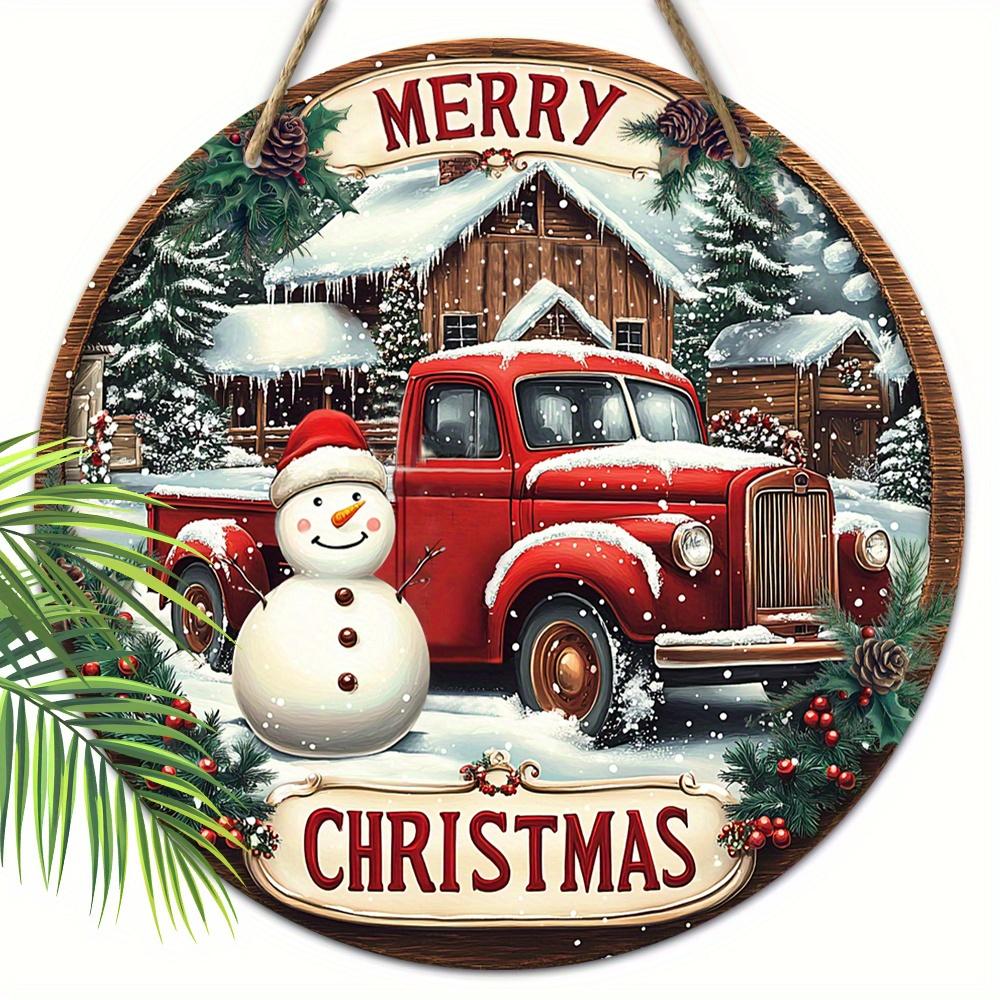 

Деревянная рождественская табличка в деревенском стиле с надписью Merry Christmas - Navidad для декора на входную дверь или стену - Идеальное рождественское украшение 20cm/7.87in красный