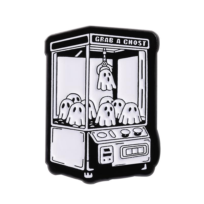 

Grab a Fhost Enamel Pin Kawaii Vintage Claw Machine Halloween Brooch Lapel Backpack Badge Jewelry Accessories Gift For Friends