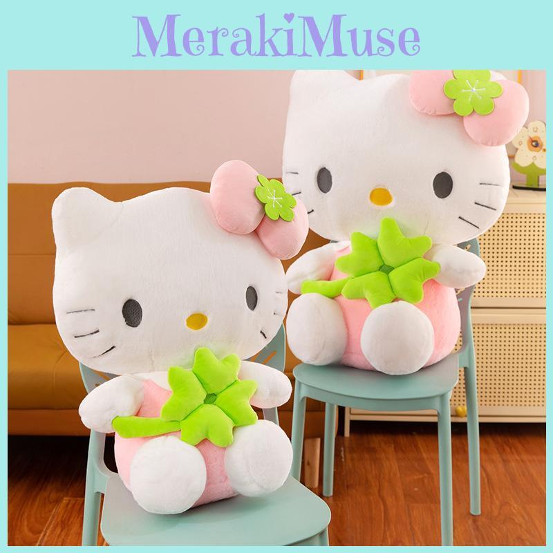 Green Clover Fourleaf Bow Cat Plush Toy Girlfriends Gift Lucky