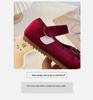 Autumn/Winter Girls' Bow Cotton Baby Flats, Versatile Velvet Low-Cut Princess Shoes