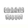 New Iced Out Hip Hop Rhombus Shape Teeth Grillz Set Unisex Top Bottom Mouth Grillz Teeth Set Bling Shiny CZ Halloween Jewelry