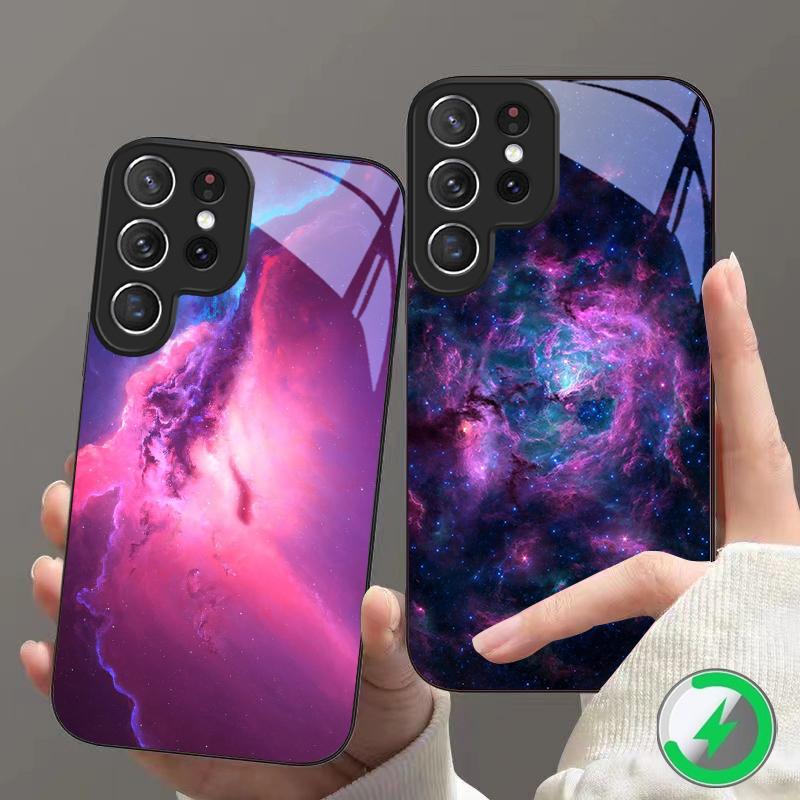 Space Nebula Wallpaper Suitable For Samsung Galaxy S25 Ultra S20 FE S21 S22+ S23 Plus S24 S26 Edge magnetism Glass Phone Casee