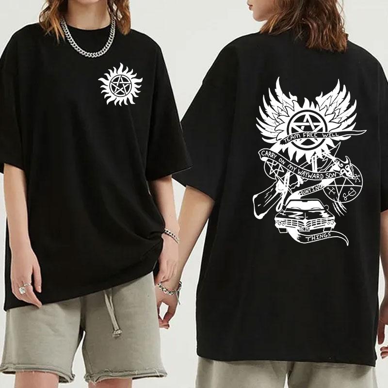 New Fuuny Supernatural Printed Unisex Men's and Women's Fashion Short Sleeve Personality Casual Summer Tops Tees