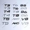 ABS Letters Numbers Emblem B4 B5 T4 T5 T6 T8 Trunk Lid Badge Decal Car Sticker for Volvo V60 Glossy Black Chrome