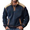 Men's Colorblock Lambskin Half Zip Stand Collar Sweatshirt Men's Sports Large Size Casual Stand Collar Sweatshirt