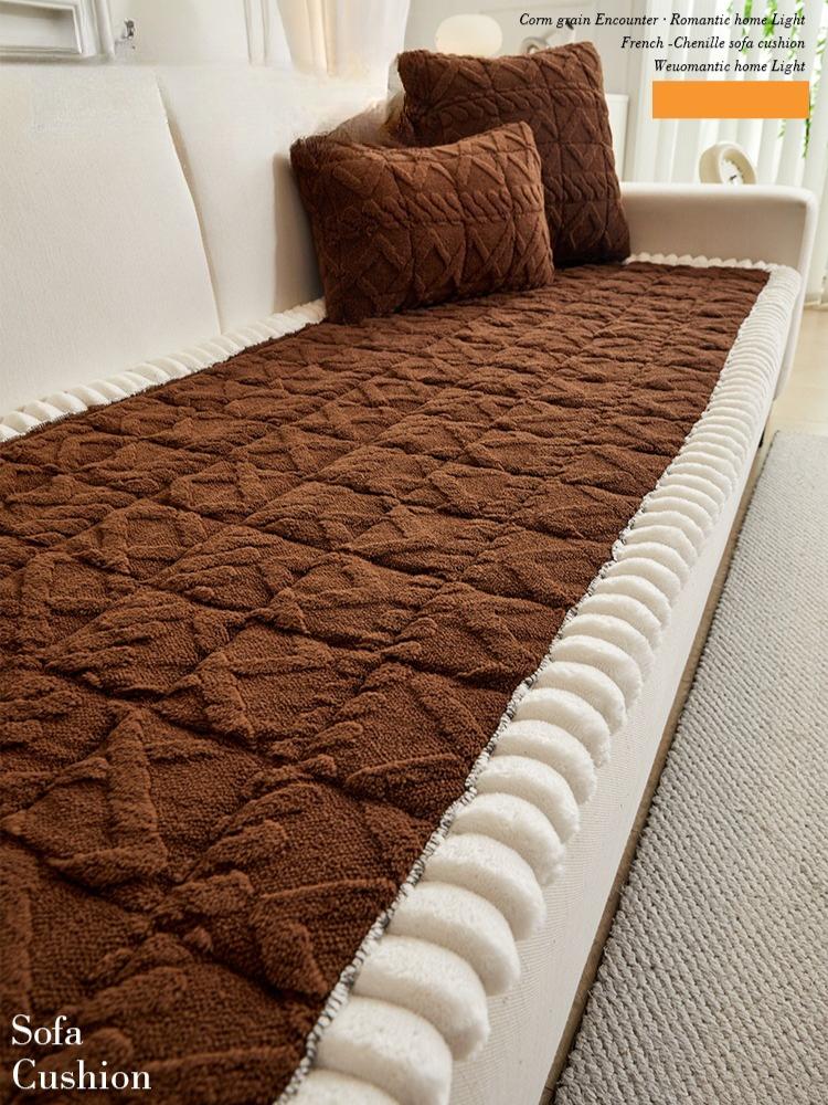 Thick and Soft Plush Sofa Slipcover Straight Sofa Cushion Fabric Mat Cushion Towel in Autumn and Winter Seat Couch Mat Living Room Home Decoration