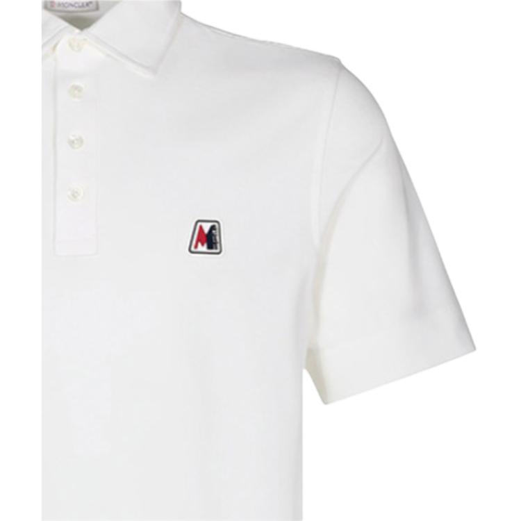 Moncler Cotton Short Sleeve Polo Shirt Men Tops White 0918A7180084556004