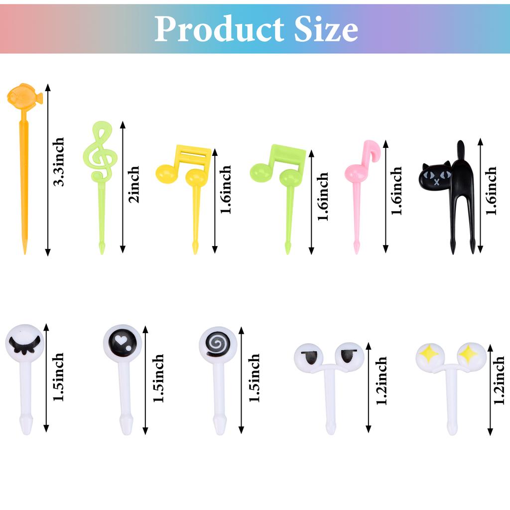 Vanproo 105Pcs Animal Fruit Food Picks, Cute Animals Toothpick Fun Bento Box Pic