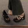 Autumn new college style small leather shoes French Mary Jane shoes high heel thick heel with skirt jk single shoes women