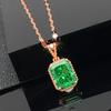Exquisite Rose Gold-Plated Purple Gold Square Greenstone Pendant 585 Russian High-End Fashion Colored Gold Women'S Collarbone Chain