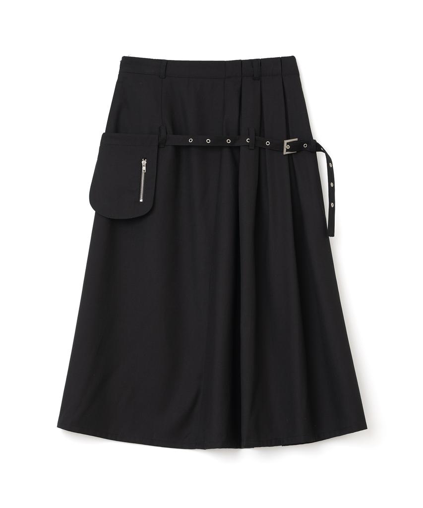 Milo Woman Belt Pocket Midi Skirt [Black]