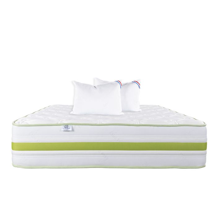 Matelas 140x200 cm, Rêverie, 30 cm, mémoire de forme, ferme, face été/hiver + 2 oreillers