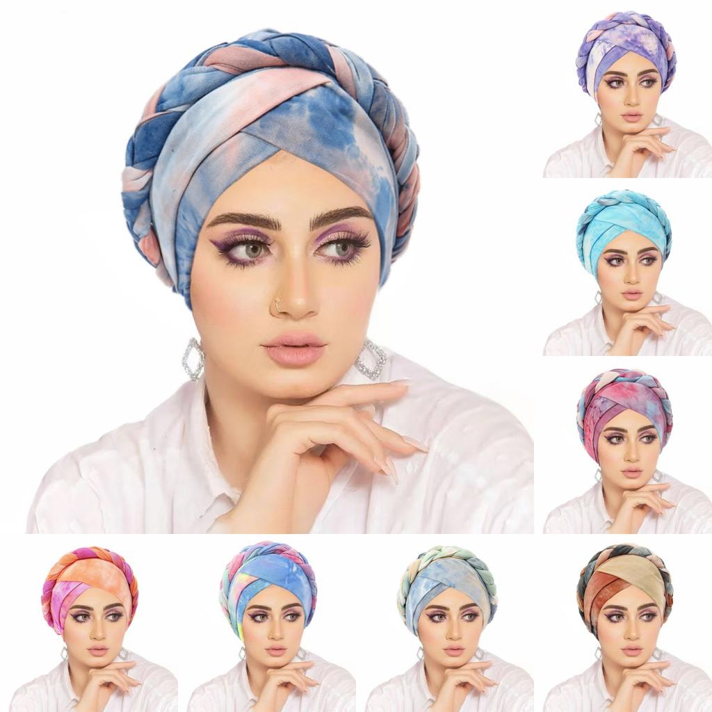 Muslimske kvinner Flette Hijab Turban Kemo Stretchlue Hodeplagg Islamsk Bonnet Hodeplagg Lue Dekkhatt