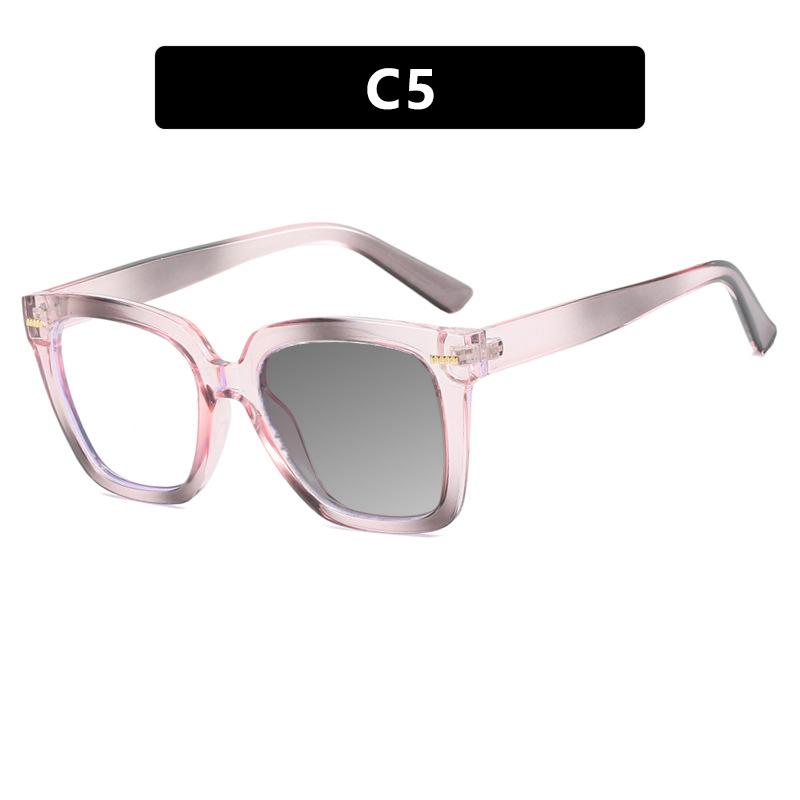 New Rainbow Candy Colored Square Oversized Photochromic Reading Glasses Women Anti Blue Ray Hyperopia Prescription Eyewear