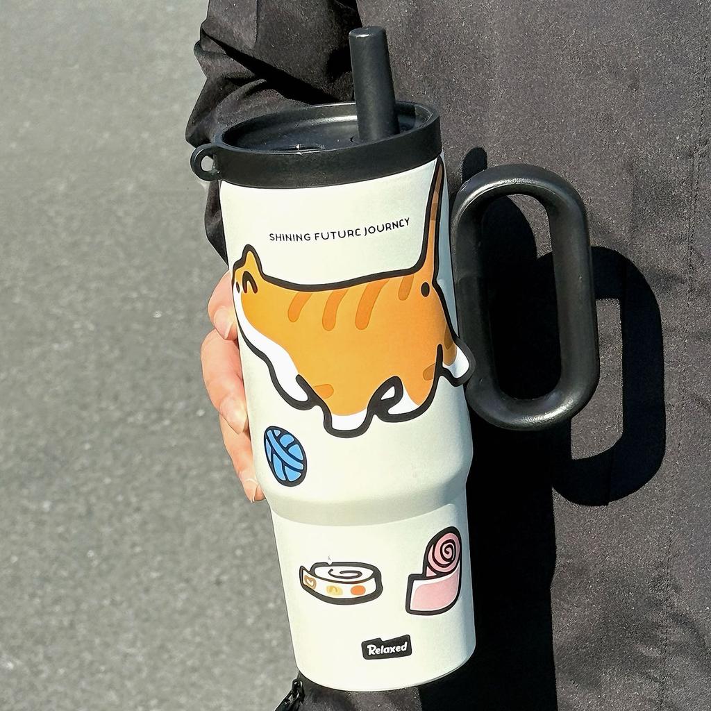 Light luxury high-grade water-sensitive cup 316 stainless steel portable coffee cup large capacity high value niche thermal insulation kettle