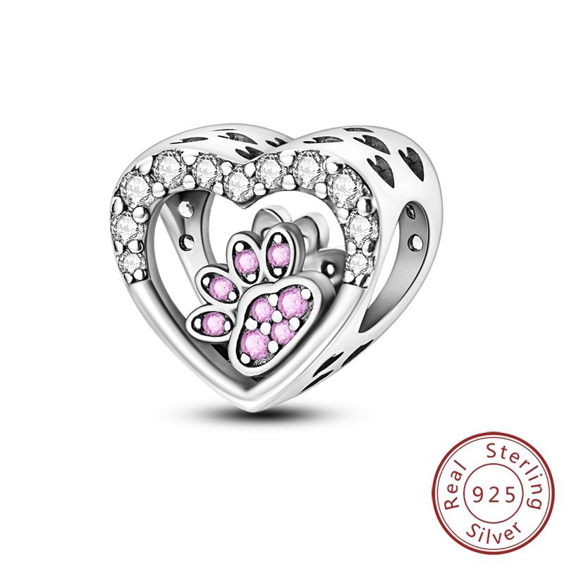 925 Silver Love Heart Zircon Series Pendant Fit DIY Original Bracelet Necklace Women's Jewelry Gifts
