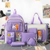 School bag backpack five-piece school bag junior high school high school students lightweight primary school school bag women's large-capacity