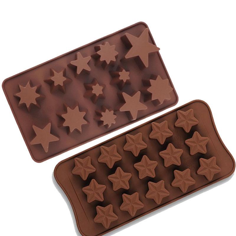 3D Star Chocolate Mold Pentagram Candy Ice Cube Tray Fruit Snack Jelly Cake Cupcake Topper Wax Melts Kitchen Baking Accessories