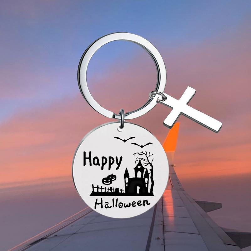 Edelstahl Schlüsselanhänger Geist Halloween Geschenk Europäischer und Amerikanischer Schriftzug Schlüsselanhänger Rucksackanhänger