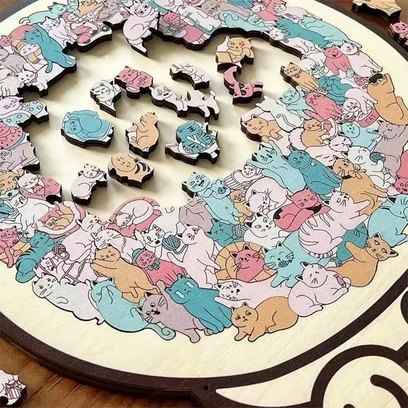 Cats Shaped Wooden Puzzle Morandi Puzzle