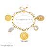 DIEYURO 316L Stainless Steel Golden Round Portrait Cross Pearl Pendant Bracelet For Women New Classic Wrist Chain Jewelry Gift