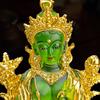 Coloured Glaze Mini Buddha Sculpture, Small Buddha Statue, Green Tara Bodhisattva, Amyokitesvara Incarnation Painted Buddha, 1Pc