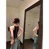 New summer women's clothing, European and American style Spice Girls, sexy slim-fitting lace splicing perspective halter sling vest top