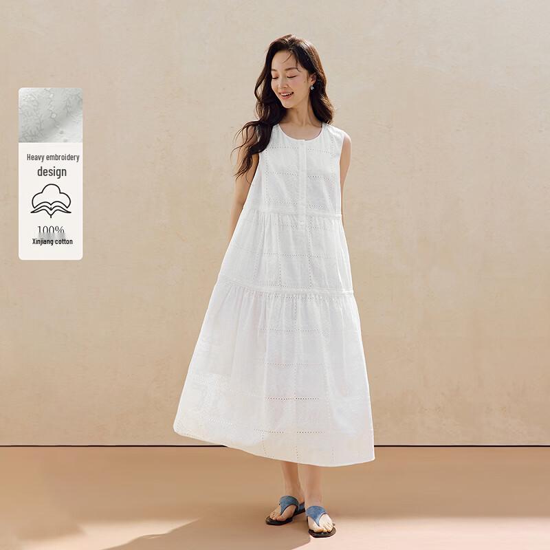 INMAN Xinjiang Cotton Embroidered A-line Sleeveless Dress L