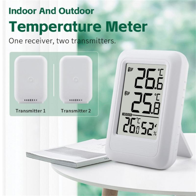 Digital Thermometers with Indoor Outdoor Temperature Wireless Display Digital Hygrometer Thermometers with 2 Remote Sensors