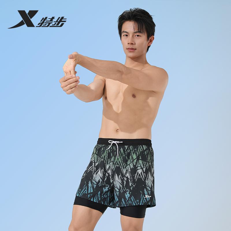 Xtep Men's Professional Sports Double Layer Swimming Shorts