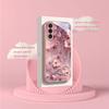 Pink Cherry Blossom Printed Tempered Glass Phone Case Suitable for Samsung Galaxy S26 S25 S24 S22 S21 S20FE/Ultra/Plus Anti Drop