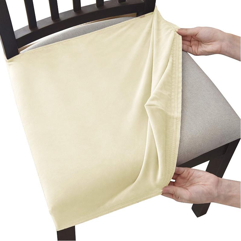 Velvet Stretch Chair Seat Covers Dining Room Removable Washable Chair Seat Protector Slipcover